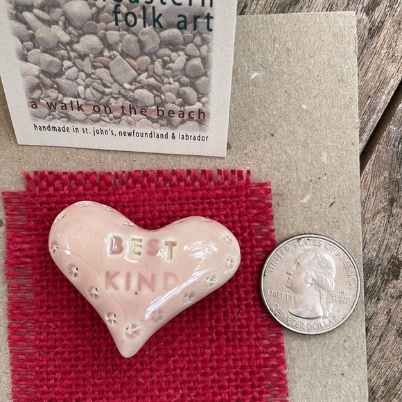 Pink Best Kind Ceramic Stone Handmade Heart Pin - Picture 8 of 9